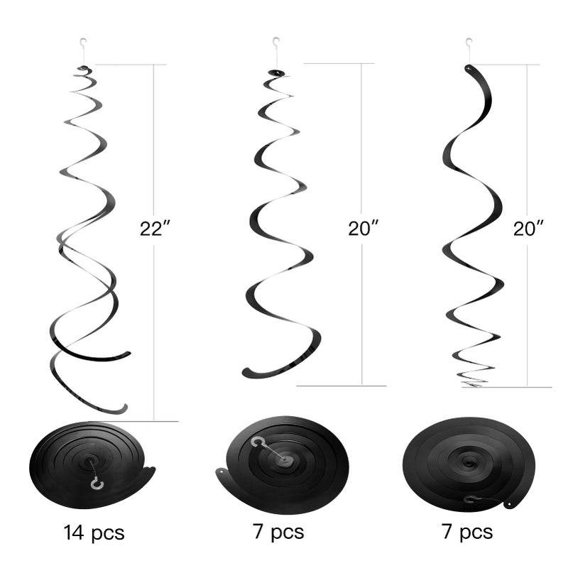 WEVEN Black Party Hanging Swirl Decorations Plastic Streamer for Ceiling, Pack of 28 - Image 2